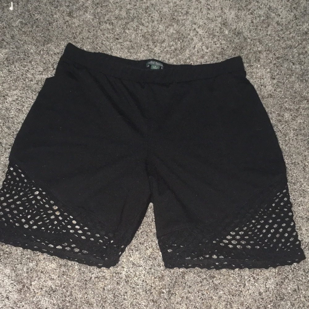 Black fish net shorts